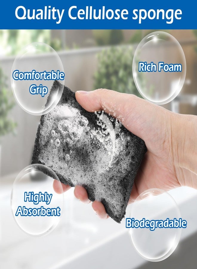 MBAIYO 12 Pack Compressed Cellulose Sponges, Non-Scratch Scrub Sponges Wood Pulp Double-Side Sponge Multi-Purpose Cleaning Sponge for Kitchen Dishes Non-Stick Cookware - Image 2